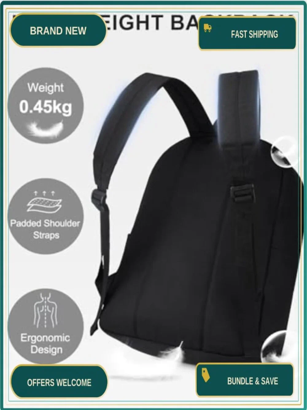 Lightweight Water Resistant Polyester Backpack with Bottle Pockets for School